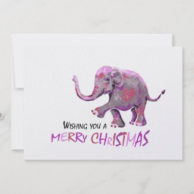 Tarjeta Festiva Antecedentes blancos Pequeñas navidades de elefant (Anverso)