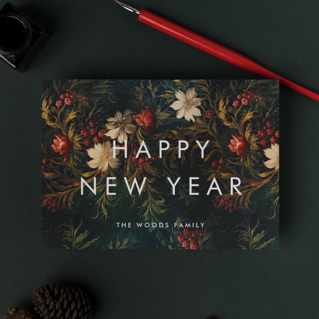 Tarjeta Festiva Antecedentes oscuros Minimalistas Feliz Año Nuevo (Subido por el creador)