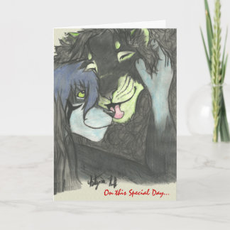 Tarjeta Festiva Anthro Lion Valentine Card