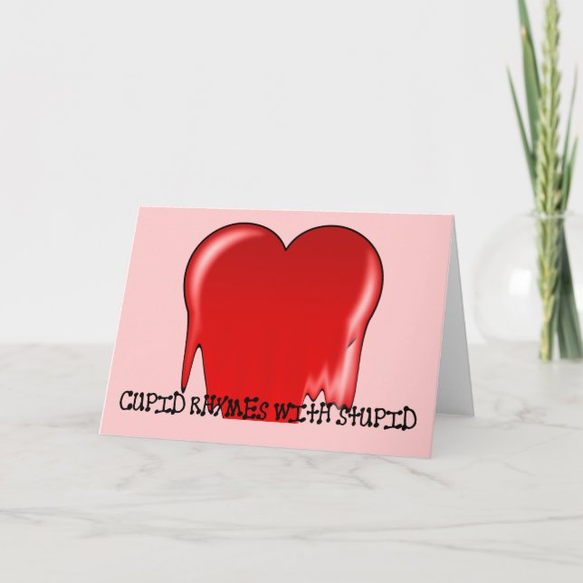 Tarjeta Festiva Anti-El día de San Valentín: rimas estúpidas con e (Anverso)