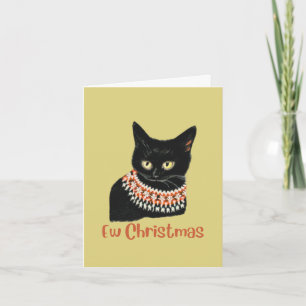 Tarjeta Festiva Anti Navidades Ew Personalizadas Gato Negro Divert