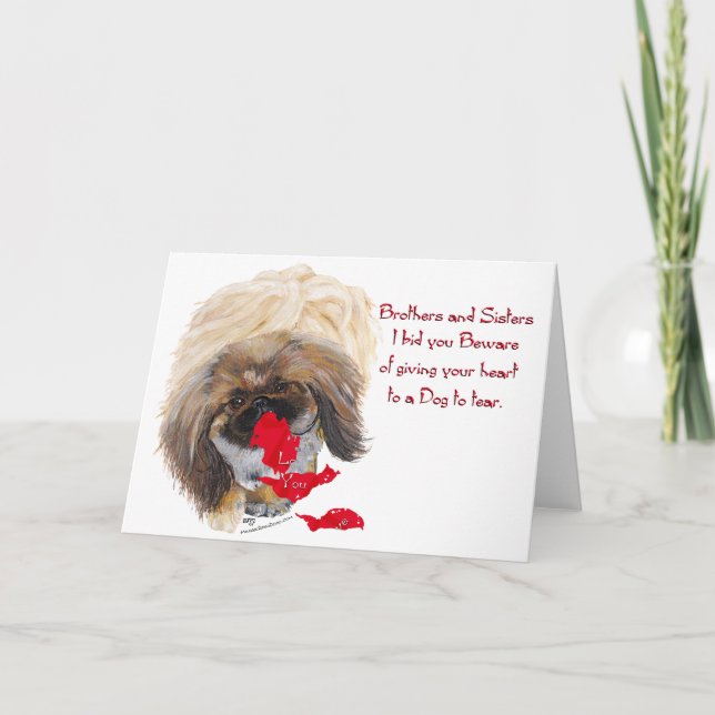 Tarjeta Festiva Anti Valentine Pekingese (Anverso)
