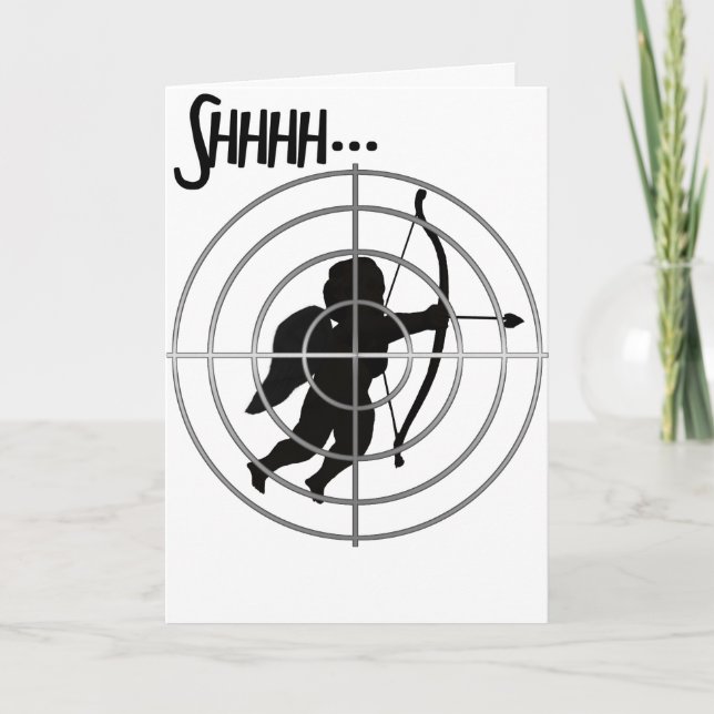Tarjeta Festiva Anti-Valentine - SHHHH Cupido a la vista (Anverso)