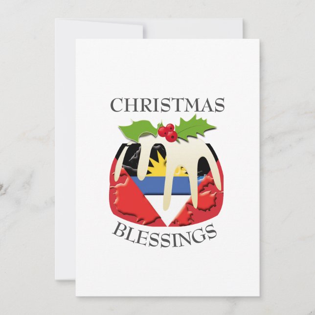 Tarjeta Festiva ANTIGUA FLAG | Navidades Pudding | Festividad (Anverso)