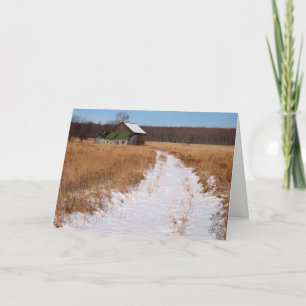 Tarjeta Festiva Antigua granja en invierno
