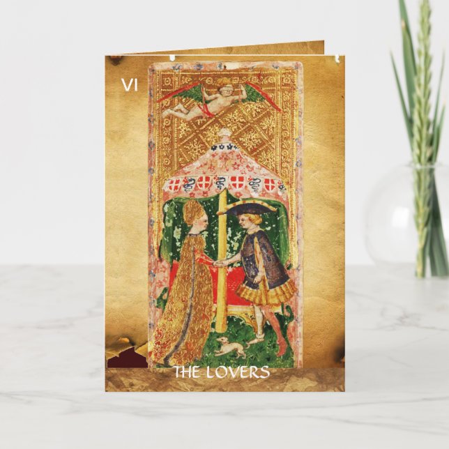 Tarjeta Festiva ANTIGUA RENAISSANCE TAROTS /LOVERS El día de San V (Anverso)