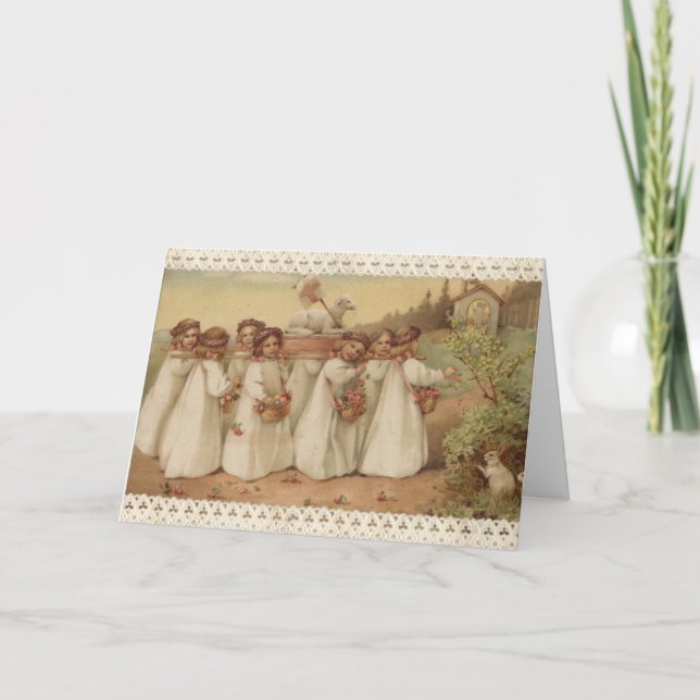 Tarjeta Festiva Antigua resurrección religiosa de Pascua (Anverso)