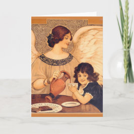 Tarjeta Festiva Antigüedad francesa de Chocolate Angel