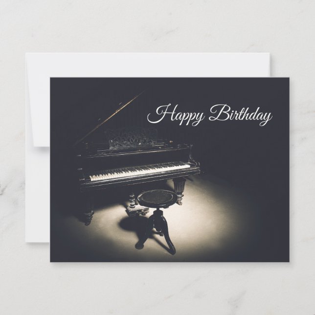Tarjeta Festiva Antiguo piano de cola feliz cumpleaños (Anverso)