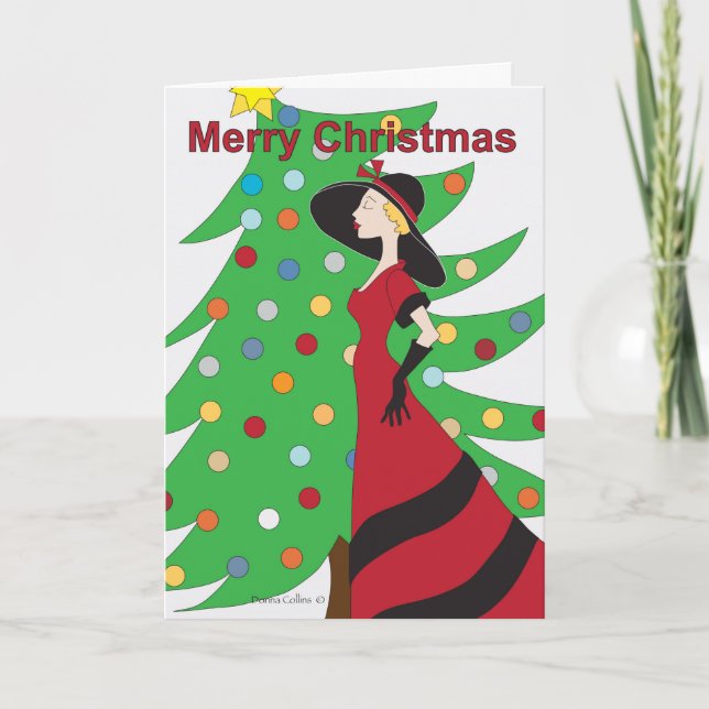 Tarjeta Festiva Antiguos Navidades de moda (Anverso)