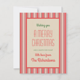 Tarjeta Festiva Antiguos Navidades de moda Stripe Vintage Rosa y R