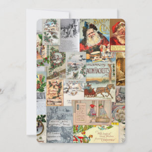 Tarjeta Festiva Antiguos Navidades victorianos Arte de Collage Eph