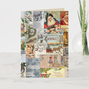 Tarjeta Festiva Antiguos Navidades victorianos Arte de Collage Eph