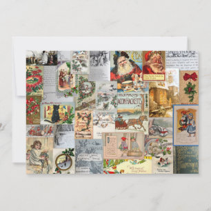Tarjeta Festiva Antiguos Navidades victorianos Arte de Collage Eph