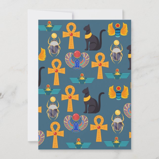 Tarjeta Festiva Antique Egypt Pattern, Hieroglyphics digital paper (Anverso)