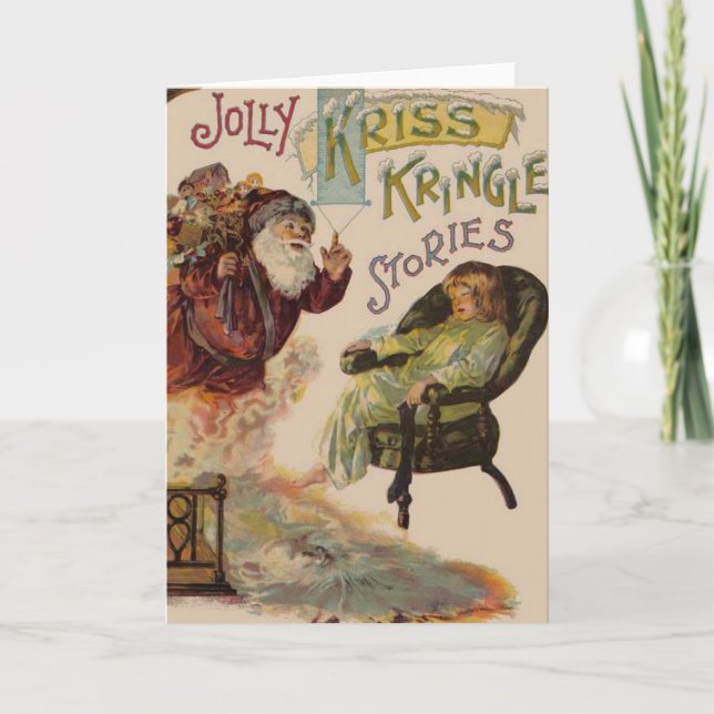 Tarjeta Festiva Antique Kris Kringle Sanga Claus (Anverso)