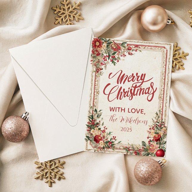 Tarjeta Festiva Antique Red Berry Baroque Christmas (Subido por el creador)