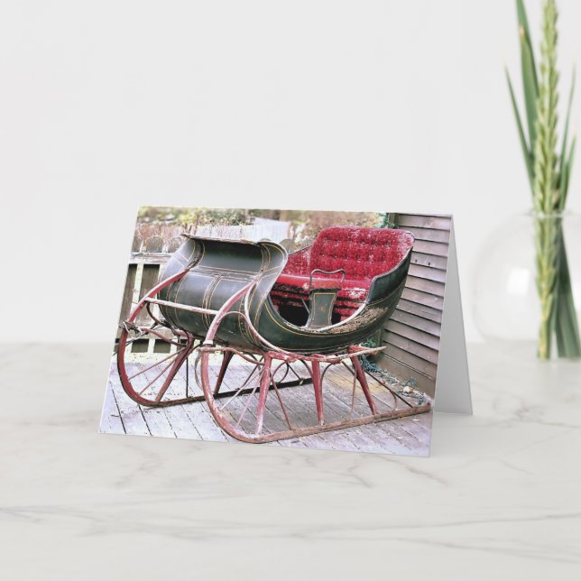 Tarjeta Festiva Antique Sleigh (Anverso)
