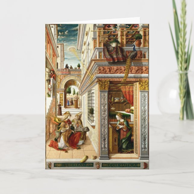 Tarjeta Festiva Anunciación, San Emidio y un OVNI (Anverso)