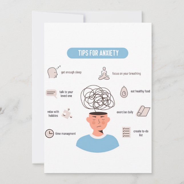 Tarjeta Festiva Anxiety Tips Minimal Mental Health Art (Anverso)