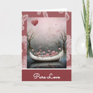 Tarjeta Festiva *~* AP51 17 Romántica Casa Boat Hearts Valentine