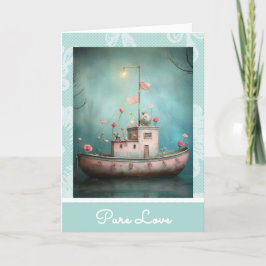 Tarjeta Festiva *~* AP51 19 Love Boat Hearts Romantic Valentine