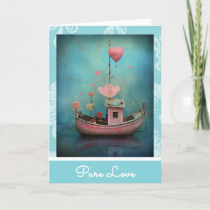 Tarjeta Festiva *~* AP51 32 Love Boat Hearts Romantic Valentine