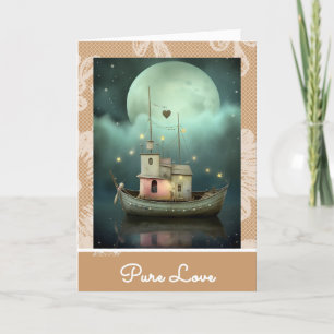 Tarjeta Festiva *~* AP51 35 Romántica Casa Boat Hearts Valentine