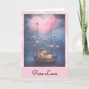 Tarjeta Festiva *~* AP51 Romántico Corazón de Barco Valentine Sere