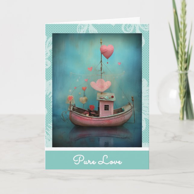 Tarjeta Festiva *~* AP51 Romántico Corazón de Barco Valentine Sere (Anverso)
