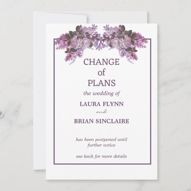 Tarjeta Festiva Aplazamiento del Boda Floral Bouquet Save the Date (Anverso)