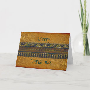 Tarjeta Festiva Apofisis Fractal Border ART - azul antiguo