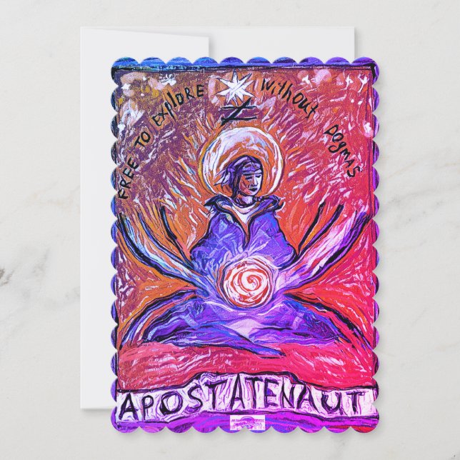 Tarjeta Festiva Apostatenaut - explorar sin dogmas, morado (Anverso)