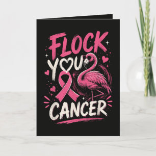 Tarjeta Festiva Apoyo a Guerrera de Cáncer de Seno Flamingo Rosa