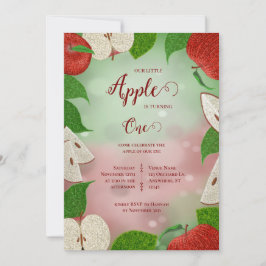Tarjeta Festiva Apple of My Eye First Birthday Invitation