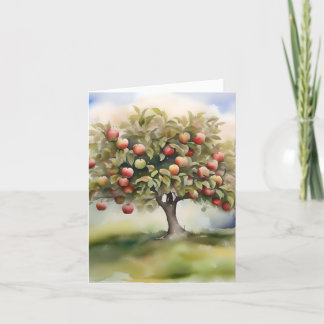 Tarjeta Festiva Apple Tree Day A - Enero 6 - WaterColor y Pluma