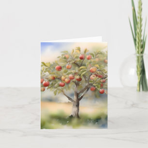 Tarjeta Festiva Apple Tree Day C - 6 de enero - Watercolor y pluma