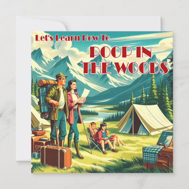 Tarjeta Festiva Aprendamos a salir en el campamento de los bosques (Anverso)