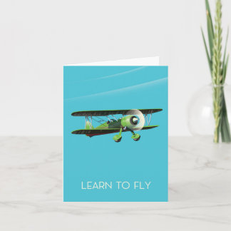 Tarjeta Festiva Aprende a volar cartel vintage de avión