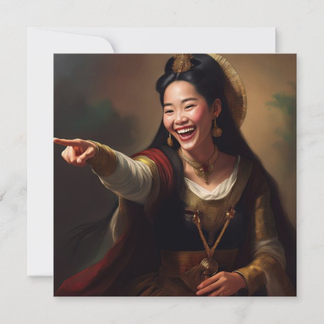 Tarjeta Festiva Apuntar y reír con IA (Anverso)