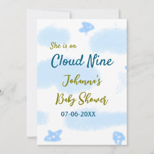 Tarjeta Festiva Aqua dorado ella está en la nube nueve shower de n