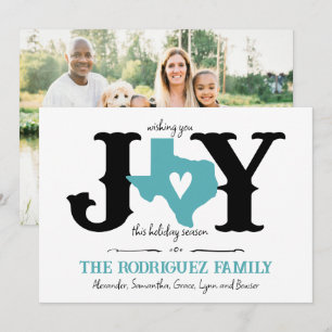 Tarjeta Festiva Aqua Texas JOY Photo