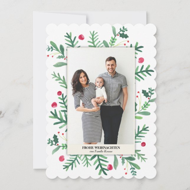 Tarjeta Festiva Aquarellmalerei el | Frohe Weihnachten (Anverso)