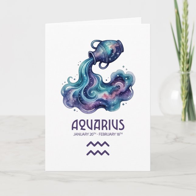Tarjeta Festiva Aquarius Birthday Card (Anverso)