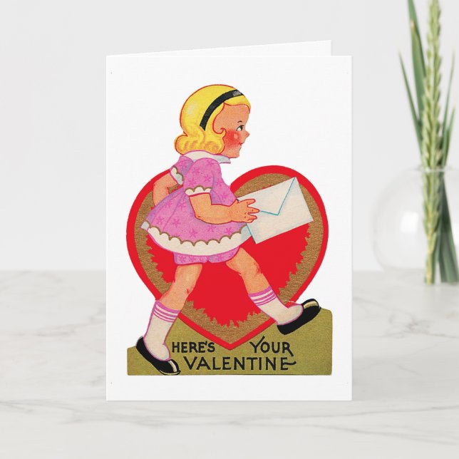 Tarjeta Festiva Aquí está tu Chica de San Valentín (Anverso)