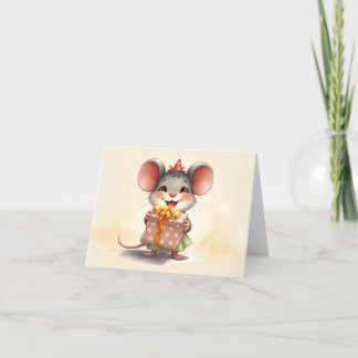 Tarjeta Festiva Aquí hay un ratón de cumpleaños de regalo