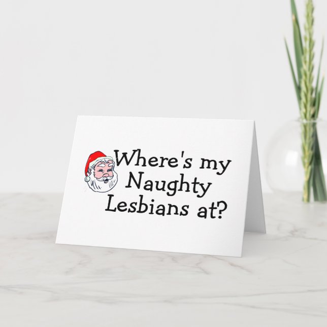 Tarjeta Festiva Aquí Mis Malas Lesbianas (Anverso)