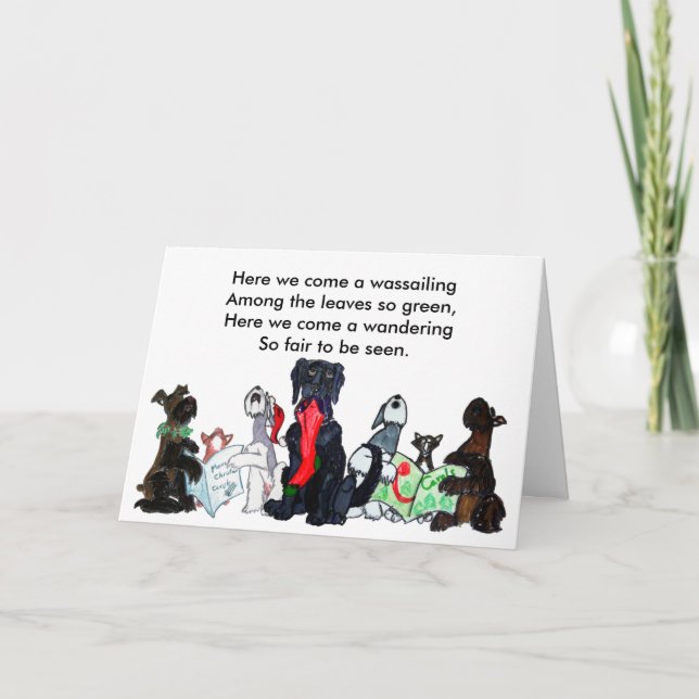 Tarjeta Festiva Aquí venimos el wassailing… (Anverso)