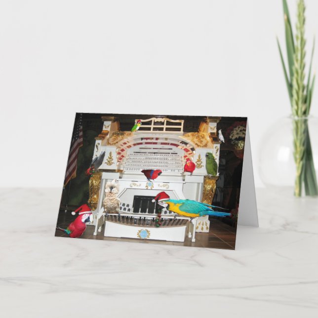 Tarjeta Festiva Aquí venimos un Squawkin (Anverso)