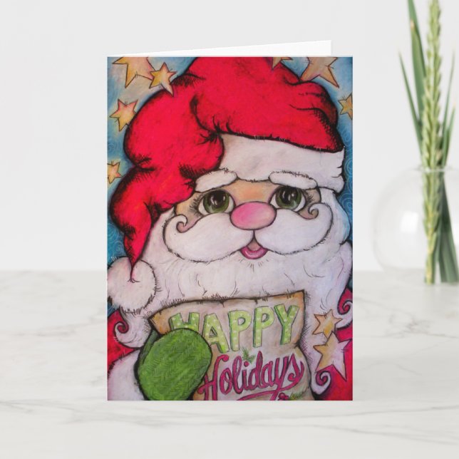 Tarjeta Festiva Aquí viene Papá Noel (Anverso)